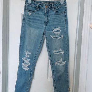American Eagle patched distressed skinny jeans